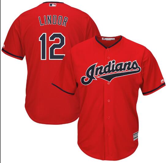 Men's Cleveland Indians 12 Francisco Lindor Cool Base Jersey