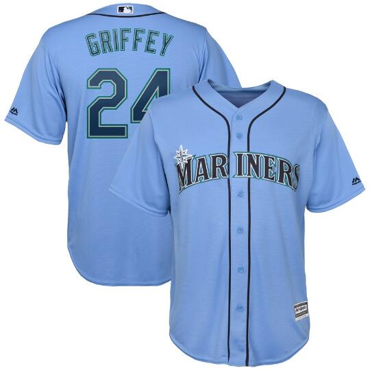 Men's Seattle Mariners Ken Griffey Jr. Majestic Light Blue  Cool Base Player Jersey