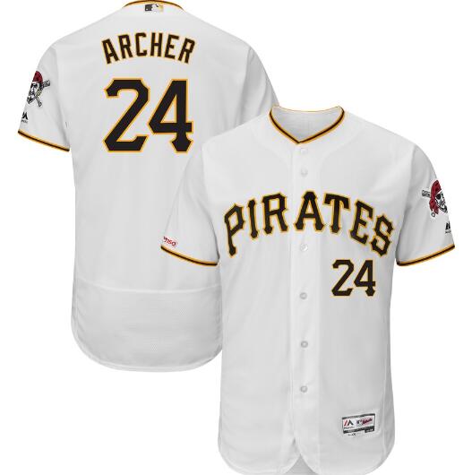 Men's Pittsburgh Pirates Chris Archer Majestic White Home Flex Base Authentic Collection Player Jersey