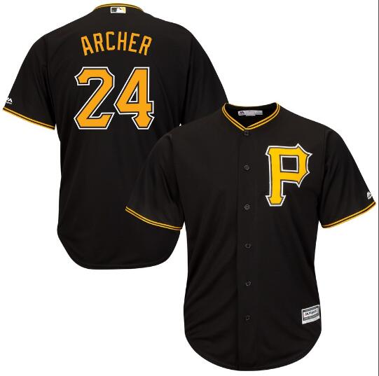 Men's Pittsburgh Pirates Chris Archer Majestic Black Alternate Official Cool Base Player Jersey