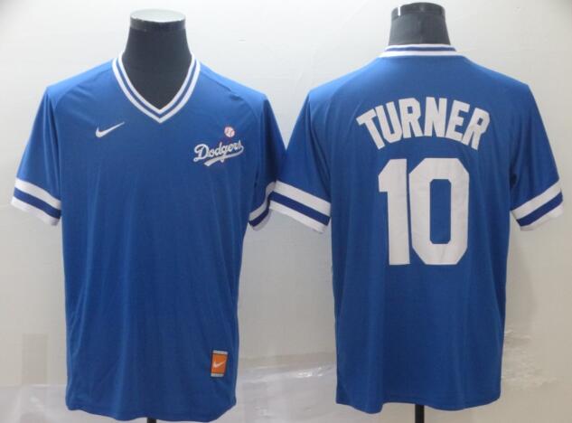 Men's Los Angeles Dodgers 10 Justin Turner Royal Throwback Jersey