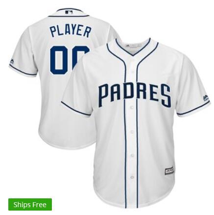 Men's San Diego Padres Majestic White Custom Baseball Jersey with Any Name and No.