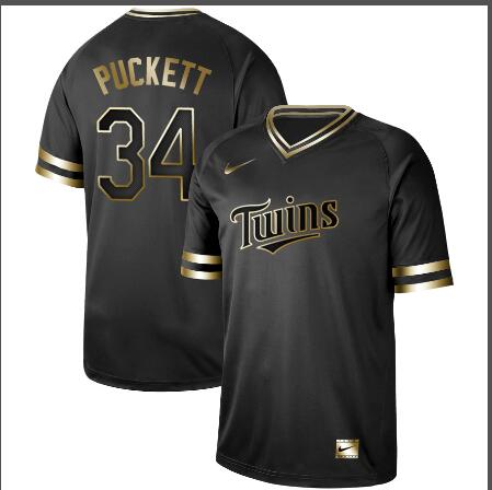 Fashion Nike Men's Minnesota Twins 34 kirby puckett Black Jersey