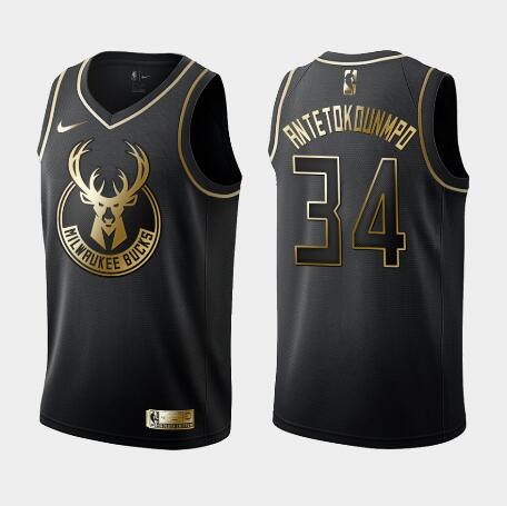 men's bucks giannis antetokounmpo black golden edition jersey