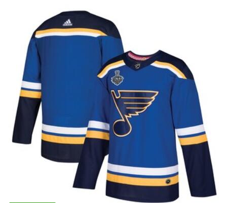 Men's St. Louis Blues adidas Blue 2019 Stanley Cup Final Bound Authentic Patch Jersey