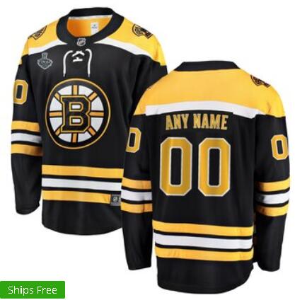 Men's Boston Bruins Black 2019 Stanley Cup Final Patch Custom Jersey