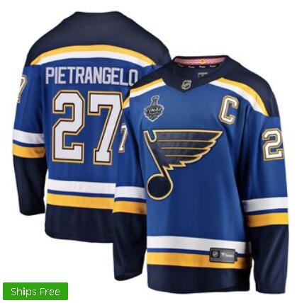 Men's St. Louis Blues Alex Pietrangelo 2019 Stanley Cup Final Patch Jersey