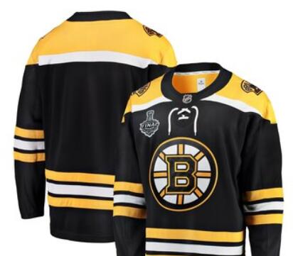 Men's Boston Bruins Blank Black 2019 Stanley Cup Final Patch Jersey