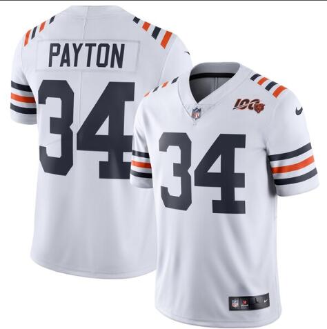 Men's Chicago Bears Walter Payton Nike White 2019 100th Season Alternate Classic Retired Player Limited Jersey