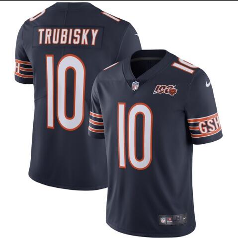 Men's Chicago Bears Mitchell Trubisky Nike Navy NFL 100th Season Limited Jersey