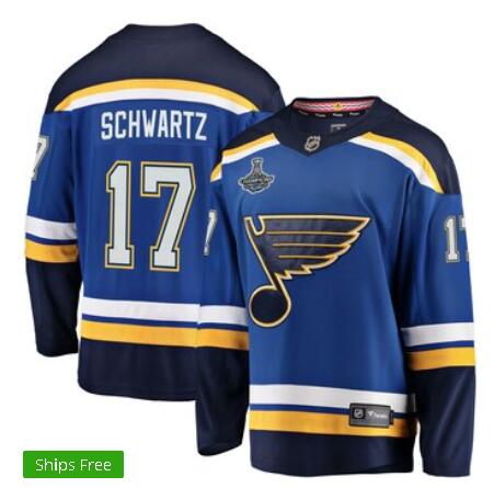 Men's St. Louis Blues Jaden Schwartz Fanatics Branded Blue 2019 Stanley Cup Champions Home Breakaway Player Jersey