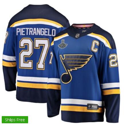 Men's St. Louis Blues Alex Pietrangelo Fanatics Branded Blue 2019 Stanley Cup Champions Home Breakaway Player Jersey