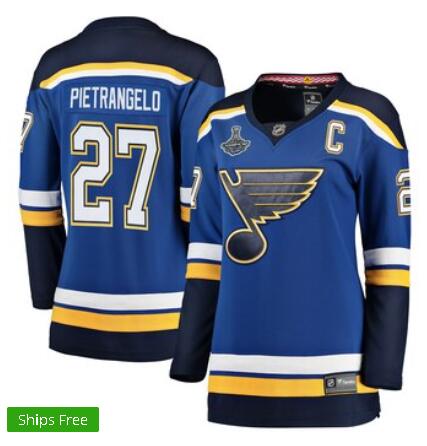 Women's St. Louis Blues Alex Pietrangelo Fanatics Branded Blue 2019 Stanley Cup Champions Home Breakaway Player