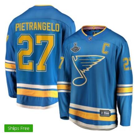 Men's St. Louis Blues Alex Pietrangelo Fanatics Branded Blue 2019 Stanley Cup Champions Alternate Breakaway Player Jersey