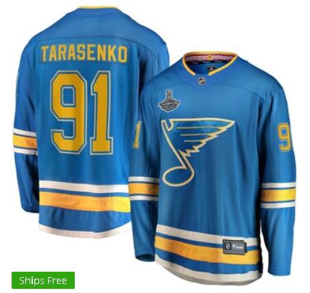 Men's St. Louis Blues Vladimir Tarasenko Fanatics Branded Blue 2019 Stanley Cup Champions Alternate Breakaway Player Jersey