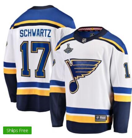 Men St. Louis Blues Jaden Schwartz Fanatics Branded White 2019 Stanley Cup Champions  Jersey
