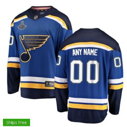 Men's St. Louis Blues Fanatics Branded Blue 2019 Stanley Cup Champions Home Breakaway Custom Jersey