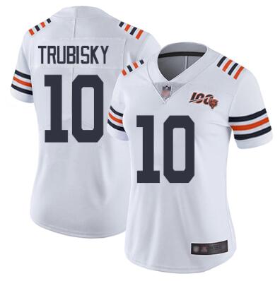 Women  Chicago Bears Mitchell Trubisky Nike White 2019 100th Season Alternate Classic Limited Jersey