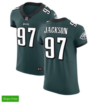 Men's Eagles #97 Malik Jackson Midnight Green Team Color  Stitched Football Vapor Untouchable Limited Jersey Custom