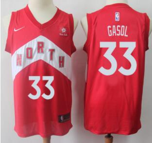 Raptors #33 Marc Gasol Red Basketball Swingman Earned Edition Jersey