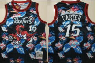 Raptors 15 Vince Carter Black 1998-99 Hardwood Classics Floral Fashion Swingman Jersey