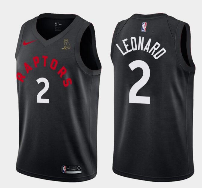 men's raptors kawhi leonard 2# black raptors x ovo jersey