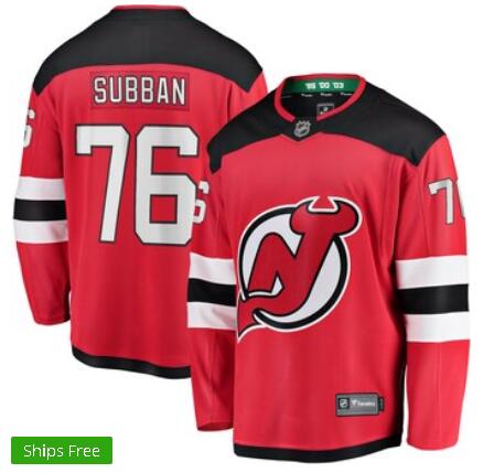 Men's New Jersey Devils P.K. Subban Fanatics Branded Red Breakaway Player Jersey