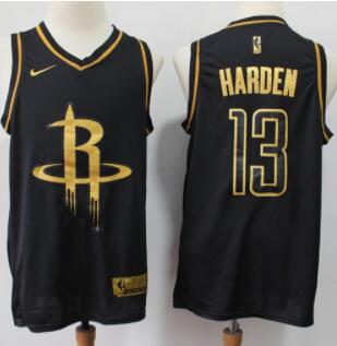 Rockets #13 James Harden Black Gold Basketball Swingman Limited Edition Jersey