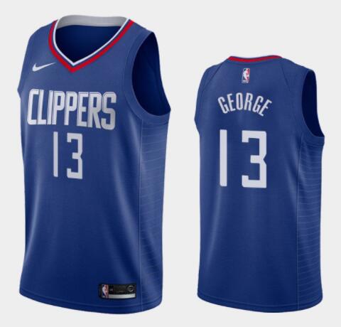2019 Men's Los Angeles Clippers Paul George Blue Jersey Stitched
