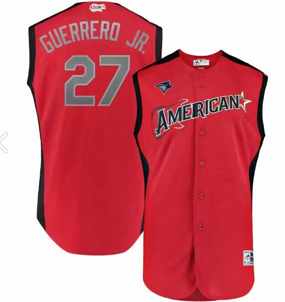 Men's American League Vladimir Guerrero Jr. Majestic Red 2019 MLB All-Star Game Workout Player Jersey