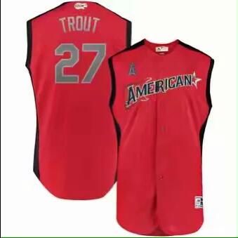 Men's American League Mike Trout Majestic Red 2019 MLB All-Star Game Workout Player Jersey