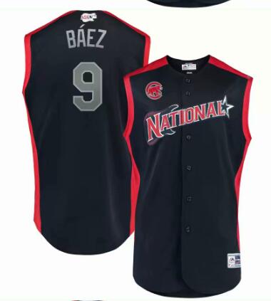 Men's National League Javier Báez Majestic Navy 2019 MLB All-Star Game Workout Player Jersey