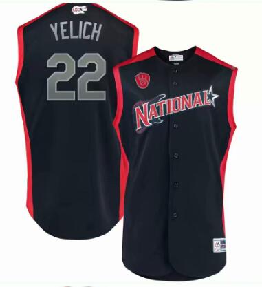 Men's National League Christian Yelich Majestic Navy 2019 MLB All-Star Game Workout Player Jersey
