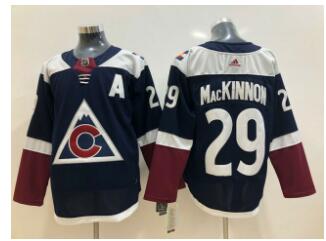 New AD Men's Colorado Avalanche #29 Nathan MacKinnon Hockey Dark Blue Jersey