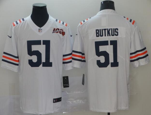 Bears #51 Dick Butkus White Alternate Women's Stitched Football Vapor Untouchable Limited 100th Season Jersey