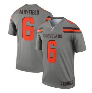 Men's Cleveland Browns Baker Mayfield Nike Gray Inverted Legend Jersey