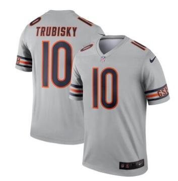 Men's Chicago Bears Mitchell Trubisky Nike Silver Inverted Legend Jersey