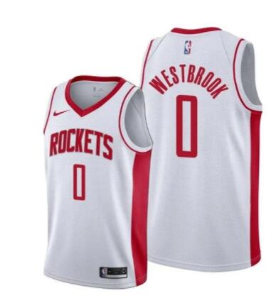 Russell Westbrook Houston Rockets #0 White Jersey Men's