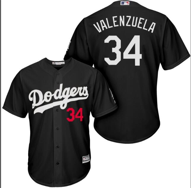 Dodgers #34 Fernando Valenzuela Men Stitched Baseball Jersey Black
