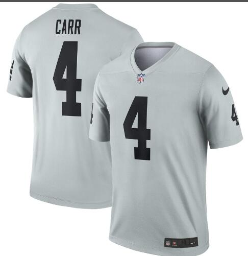 Men's Oakland Raiders Derek Carr Nike Silver Inverted Legend Jersey