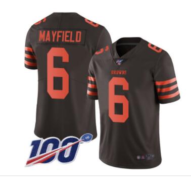 Cleveland Browns #6 Baker Mayfield Brown Men's Stitched Football Limited Rush 100th Season Jersey