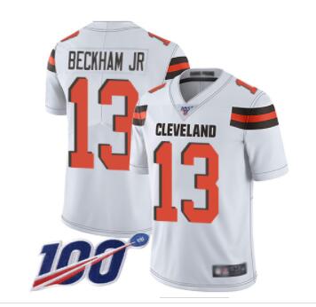 leveland Browns #13 Odell Beckham Jr White Men's Stitched Football 100th Season Vapor Limited Jersey