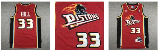 Detroit Pistons 33 Grant Hill red adidas men nba basketball jerseys Jersey