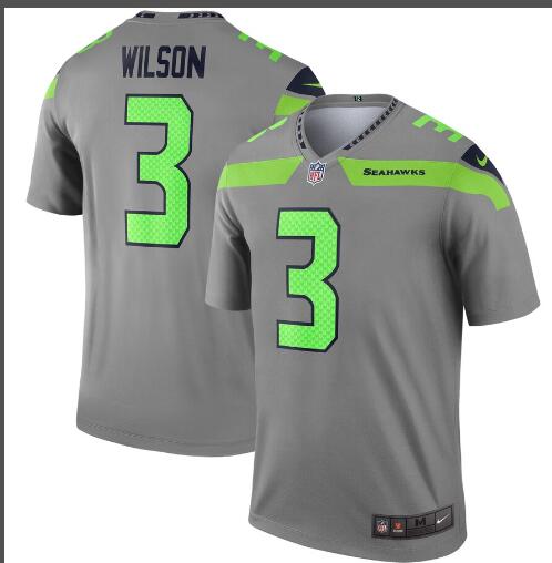 Mens Seattle Seahawks Russell Wilson 3 Nike Gray  Jersey