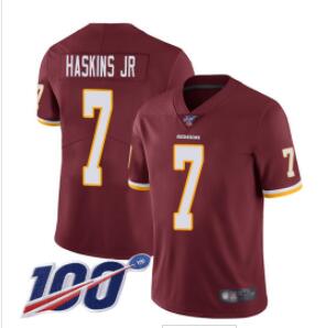 Redskins #7 Dwayne Haskins Jr Burgundy Red Team Color Men's Stitched Football 100th Season Vapor Limited Jersey