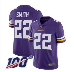 Vikings #22 Harrison Smith Purple Team Color Men's Stitched Football 100th Season Vapor Limited Jersey