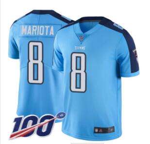Titans #8 Marcus Mariota Light Blue Men's Stitched Football Limited Rush 100th Season Jersey