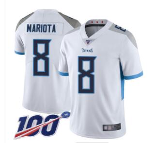 Titans #8 Marcus Mariota White Men's Stitched Football 100th Season Vapor Limited Jersey