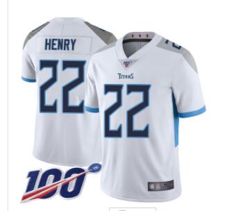 Titans #22 Derrick Henry White Men's Stitched Football 100th Season Vapor Limited Jersey