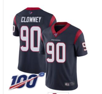 Texans #90 Jadeveon Clowney Navy Blue Team Color Men's Stitched Football 100th Season Vapor Limited Jersey